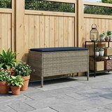  Vrtni otoman Siva i tamnoplava 80 x 38 x 42 cm PE ratan | shoptok.hr