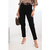 Kesi Włoski Women's viscose pants with a belt and tapered leg black Cijene