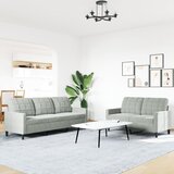  2-dijelni set sofa s jastucima svjetlosivi baršunasti | shoptok.hr