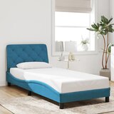 Maison Chic Posteljni okvir - Enojna postelja - Postelja za odrasle z vzglavjem moder 90x200 cm žamet-J9607, (21760300) | Shoptok.si