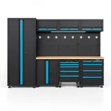 Delavniško pohištvo HW-MW-158 260 cm z lesenim pultom, predali, omarami in LED osvetlitvijo, (5000488434)