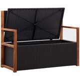  Klupa za pohranu 115 cm od poliratana i bagremovog drva crna | shoptok.hr