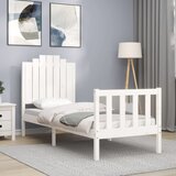 Maison Chic Posteljni okvir - Enojna postelja - Postelja za odrasle 75x190 cm z vzglavjem bel trden les-J15713, (21766747) | Shoptok.si