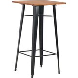 vidaXL Barski stol crni 60 x 60 x 108 cm od masivne borovine i čelika | shoptok.hr