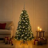  Umjetno božićno drvce s kuglicama 150 cm 150 LED lampica - 150 cm s LED-ima i srebrnim lopticama | shoptok.hr