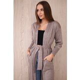 Kesi marka niezdefiniowana Long cardigan sweater tied at the waist cappuccino | shoptok.hr