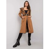 Fashion Hunters Women's camel coat with a belt Cene