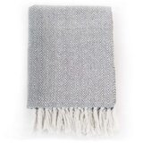 vidaXL Pamučni pokrivač s uzorkom riblje kosti 160x210 cm sivi | shoptok.hr