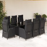 vidaXL 9-dijelni vrtni blagovaonski set s jastucima crni od poliratana | shoptok.hr