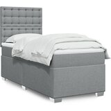vidaXL Box spring postelja z vzmetnico svetlo siv 100x200 cm blago Cene