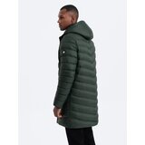 Ombre Men's winter quilted parka jacket - dark olive green | Shoptok.si