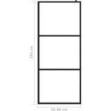 Pregrada za tuširanje s prozirnim staklom ESG crna 80 x 195 cm | shoptok.hr