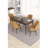 Hanah home trpezarijski set Eva, sto na razvlačenje i 4 stolice, ploča u dekoru drveta Baroque, kapućino tkanina Babyface | Eponuda.com