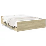  Okvir kreveta s ladicama boja hrasta sonome 150 x 200 cm drveni
