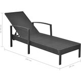 Poli Ležalnik z blazino poli ratan črn | Shoptok.si