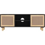 TV ormarić crni 105 x 30 x 40 cm od borovine i prirodnog ratana | shoptok.hr