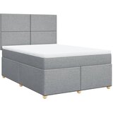  Krevet box spring s madracem svjetlosivi 140x200 cm od tkanine Slike
