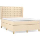  Box spring postelja z vzmetnico krem 140x200 cm blago, (20894595) | Shoptok.si