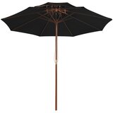  Suncobran s dvije razine i drvenim stupom 270 cm crni | shoptok.hr