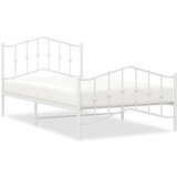 Metalni Kovinski posteljni okvir z vzglavjem in vznožjem bel 100x200 cm | Shoptok.si