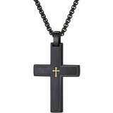  Muška Ogrlica s Križem VQ-38807 - Crna / Zlatna / 60cm KP38807 Cene