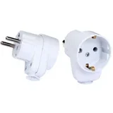 Kotni vtičač šuko z vtičnico 16A / 250V beli