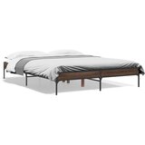  The Living Store Posteljni okvir rjav hrast 160x200 cm inženirski les in kovina - Posteljni Okvir, (21499847) | Shoptok.si