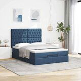 vidaXL Otomanski posteljni okvir z vzmetnico moder 140x200 cm blago | Shoptok.si