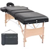 vidaXL sklopivi trodijelni masažni stol debljine 10 cm crni