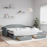  Dnevni krevet na razvlačenje svjetlosivi 100x200 cm od tkanine | shoptok.hr
