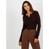 Fashion Hunters Women's blouse with long sleeves - brown Cene