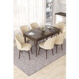 Hanah home Nef - Baroque, Cream BaroqueCream Extendable Dining Table & Chairs Set (7 Pieces) | ePonuda.com