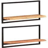  Stenske police 2 kosa 80x25x35 cm trden akacijev les in jeklo, (20601068) | Shoptok.si