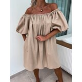 Beloved Mallorie obleka iz viskoze camel cene