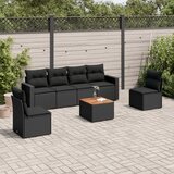 vidaXL 7-dijelni set vrtnih sofa od poliratana s jastucima crni | shoptok.hr