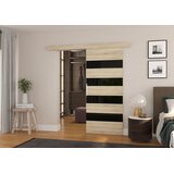ADRK Drsna stenska vrata MILOU z lakobel detajli 96 cm - SONOMA-LAKIRANA čRNA, VISOK SIJAJ | Shoptok.si