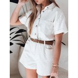DStreet Kombinezon krótki jeansowy z paskiem DINOZIA biały | shoptok.hr