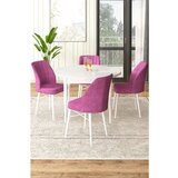 Hanah home Rox - White, Purple WhitePurple Dining Table & Chairs Set (5 Pieces) | ePonuda.com