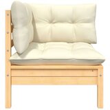 vidaXL Kutna vrtna sofa s krem jastucima od masivne borovine | shoptok.hr