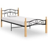  Za krevet crni od metala i masivne hrastovine 90 x 200 cm | shoptok.hr