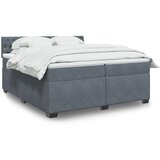 vidaXL Box spring postelja z vzmetnico temno siva 200x200 cm žamet Cene