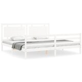 The Living Store Posteljni okvir z vzglavjem bel 200x200 cm trden les - Posteljni Okvir, (21531206) | Shoptok.si