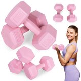  Set &amp;scaron;esterokutnih bučica 2x3 kg, utezi za vježbanje, opterećenje za fitness, roza, ModernHome Slike