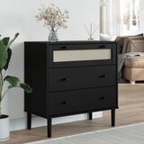 vidaXL Ladičar SENJA izgled ratana crni 80x40x80 cm masivna borovina | shoptok.hr