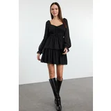 Trendyol Black Ruffle Mini Chiffon Lined Woven Dress