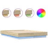 Maison Chic Posteljni okvir - Dvoposteljna postelja - Zakonska postelja z LED diodami sonoma hrast 140x190 cm, (21694384) Cene