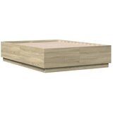  Okvir za krevet s LED svjetlima boja hrasta 135 x 190 cm drveni | Eponuda.com