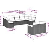  9-dijelni set vrtnih sofa s jastucima crni od poliratana | shoptok.hr
