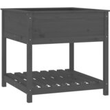 Maison Chic Visoka greda - Greda - Cvetlični Lonec s polico siva 82,5x82,5x81 cm trdna borovina, (21789649) | Shoptok.si