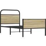 vidaXL Posteljni okvir brez vzmetnice 75x190 cm sonoma hrast inž. les | Shoptok.si
